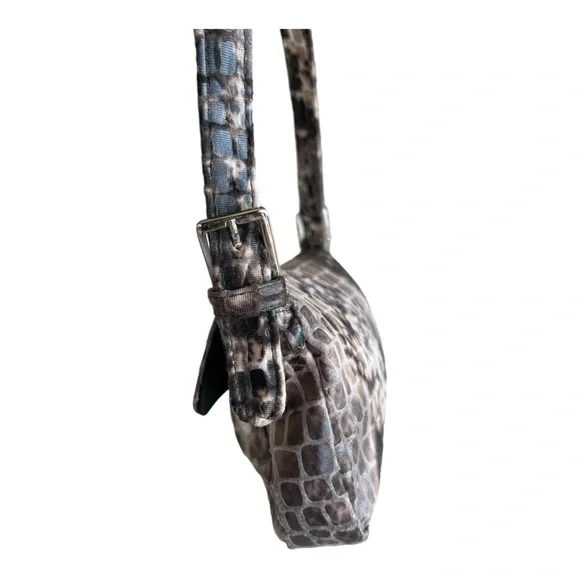Giannini Brown Black Snake Skin Small Shoulder Bag With Magnetic Snap Closure - Picture 6 of 9